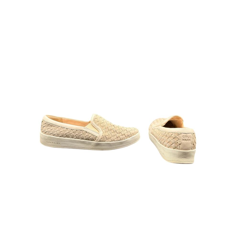 Cole Haan GrandPro Woven Slip On Sneakers Beige suede Leather Sz 7.5B